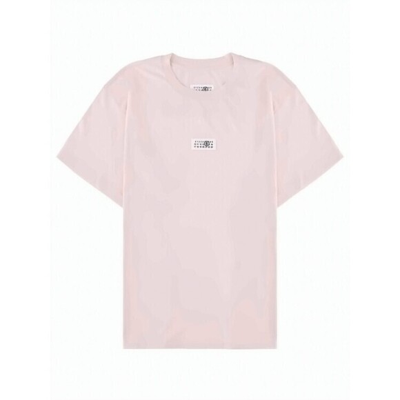 Mm6 By Maison Margiela Pink Cotton T-Shirt With Text Patch - NWT
